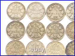 Lot GERMAN EMPIRE Half 25x 1/2 MARK 1905 1919 Silver WW1 NICE Old Coin History