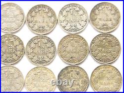 Lot GERMAN EMPIRE Half 25x 1/2 MARK 1905 1919 Silver WW1 NICE Old Coin History