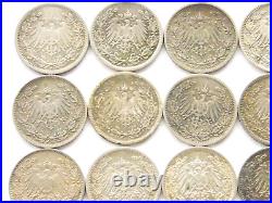 Lot GERMAN EMPIRE Half 25x 1/2 MARK 1905 1919 Silver WW1 NICE Old Coin History