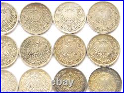 Lot GERMAN EMPIRE Half 25x 1/2 MARK 1905 1919 Silver WW1 NICE Old Coin History