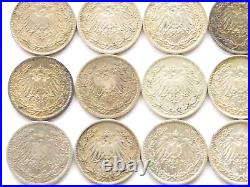 Lot GERMAN EMPIRE Half 25x 1/2 MARK 1905 1919 Silver WW1 NICE Old Coin History