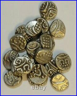 Lot of 10 India Travancore Fanam 1800-1899 Chuckram World's Smallest Silver Coin