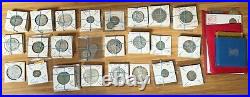 Lot of 131 world silver coins (no U. S.), plus 4 coin sets and 2 commemoratives