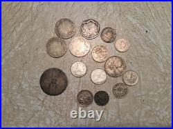 Lot of 15 Coin 55.21 Gram All Silver WW1 WW2 Great Britain Canada 1858 France Lot of 15 Coin 55.21 Gram All Silver WW1 WW2 Great Britain Canada 1858 France