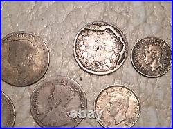 Lot of 15 Coin 55.21 Gram All Silver WW1 WW2 Great Britain Canada 1858 France Lot of 15 Coin 55.21 Gram All Silver WW1 WW2 Great Britain Canada 1858 France