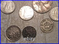 Lot of 15 Coin 55.21 Gram All Silver WW1 WW2 Great Britain Canada 1858 France Lot of 15 Coin 55.21 Gram All Silver WW1 WW2 Great Britain Canada 1858 France