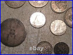 Lot of 15 Coin 55.21 Gram All Silver WW1 WW2 Great Britain Canada 1858 France Lot of 15 Coin 55.21 Gram All Silver WW1 WW2 Great Britain Canada 1858 France
