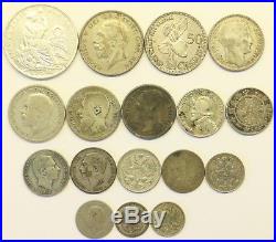 Lot of 17 1800-1900 Foreign World Silver Coins