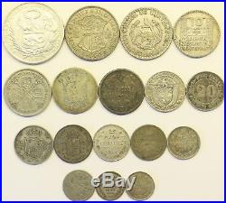 Lot of 17 1800-1900 Foreign World Silver Coins