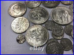 Lot of 28 Silver Coins from around the World 256 grams 72% silver