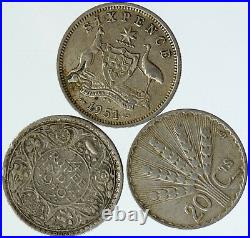Lot of 3 Silver WORLD COINS Authentic Collection Vintage Group DEAL GIFT i115422