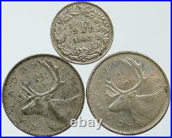 Lot of 3 Silver WORLD COINS Authentic Collection Vintage Group DEAL GIFT i115438