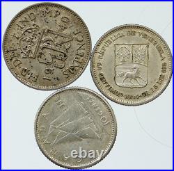 Lot of 3 Silver WORLD COINS Authentic Collection Vintage Group DEAL GIFT i115442
