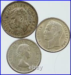 Lot of 3 Silver WORLD COINS Authentic Collection Vintage Group DEAL GIFT i115442