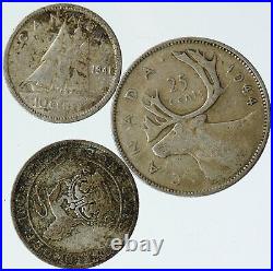 Lot of 3 Silver WORLD COINS Authentic Collection Vintage Group DEAL GIFT i115446