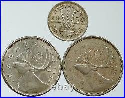 Lot of 3 Silver WORLD COINS Authentic Collection Vintage Group DEAL GIFT i115451