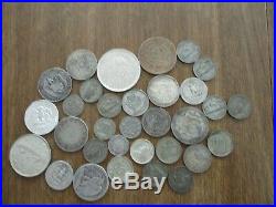 Lot of 32 Silver US and World Coins-9 Ounces-Mostly Circulated