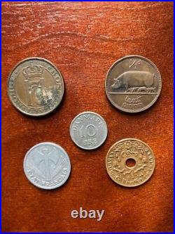 Lot of 40 Vintage World Wide Foreign Coins (Some Silver & All 50-100 years old)