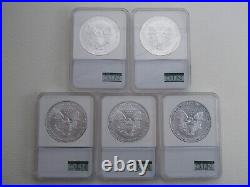 Lot of 5- 2001 Ground Zero Recovery World Trade Center UNC Silver Eagles NTC
