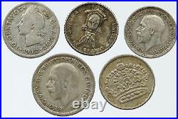 Lot of 5 Silver WORLD COINS Authentic Collection Vintage Group DEAL GIFT i115406