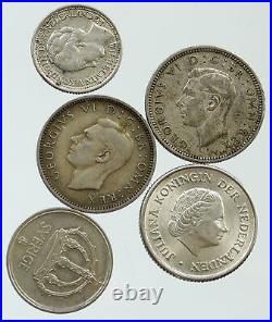 Lot of 5 Silver WORLD COINS Authentic Collection Vintage Group DEAL GIFT i115408