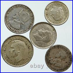 Lot of 5 Silver WORLD COINS Authentic Collection Vintage Group DEAL GIFT i115482