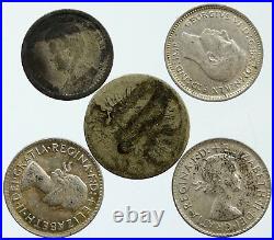 Lot of 5 Silver WORLD COINS Authentic Collection Vintage Group DEAL GIFT i115489