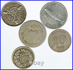 Lot of 5 Silver WORLD COINS Authentic Collection Vintage Group DEAL GIFT i115501