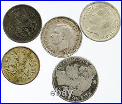 Lot of 5 Silver WORLD COINS Authentic Collection Vintage Group DEAL GIFT i115505