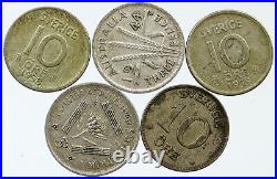 Lot of 5 Silver WORLD COINS Authentic Collection Vintage Group DEAL GIFT i115636