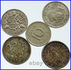 Lot of 5 Silver WORLD COINS Authentic Collection Vintage Group DEAL GIFT i115637