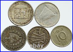 Lot of 5 Silver WORLD COINS Authentic Collection Vintage Group DEAL GIFT i115639