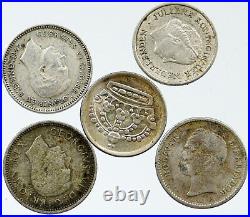 Lot of 5 Silver WORLD COINS Authentic Collection Vintage Group DEAL GIFT i115652