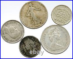 Lot of 5 Silver WORLD COINS Authentic Collection Vintage Group DEAL GIFT i115681