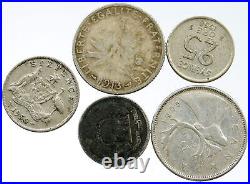 Lot of 5 Silver WORLD COINS Authentic Collection Vintage Group DEAL GIFT i115681