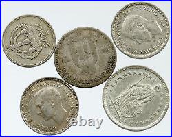 Lot of 5 Silver WORLD COINS Authentic Collection Vintage Group DEAL GIFT i115685