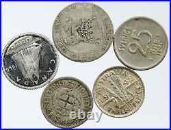 Lot of 5 Silver WORLD COINS Authentic Collection Vintage Group DEAL GIFT i115696