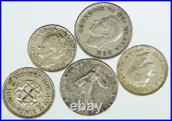 Lot of 5 Silver WORLD COINS Authentic Collection Vintage Group DEAL GIFT i115724