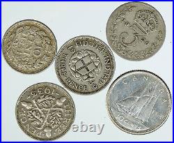 Lot of 5 Silver WORLD COINS Authentic Collection Vintage Group DEAL GIFT i115737