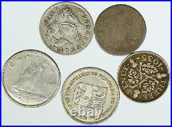 Lot of 5 Silver WORLD COINS Authentic Collection Vintage Group DEAL GIFT i115754