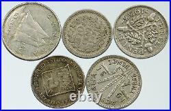 Lot of 5 Silver WORLD COINS Authentic Collection Vintage Group DEAL GIFT i115755