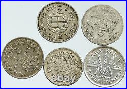 Lot of 5 Silver WORLD COINS Authentic Collection Vintage Group DEAL GIFT i115756