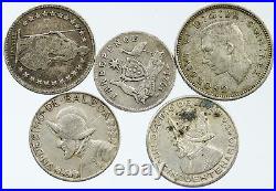 Lot of 5 Silver WORLD COINS Authentic Collection Vintage Group DEAL GIFT i115805