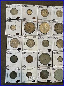Lot of Mixed Silver World Foreign Coins 8 Oz Of Silver! Many Different Countries