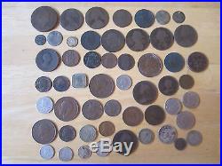 Lot of U. S. & World Coins 53 Coins total including Silver, dated 1727-1949