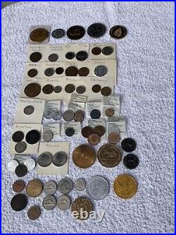 Lot of Various World Coins, Collectable Tokens, Medals, and Medallions