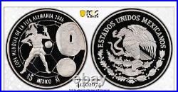 MEXICO 2006 5 PESOS, (5 $) PROOF Silver Coin FIFA World Cup Germany