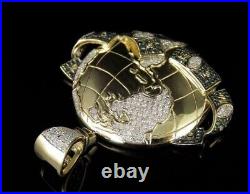 Men's'Money Global' Pendant 2Ct Round Cut Moissanite Yellow Gold Plated Silver