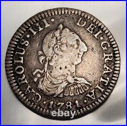 Mexico 1781 1/2 Real Xf World Silver Coin