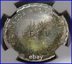 Mexico 1915 Un Peso Oaxaca 5th Bust Provisional Ngc Ms65 Silver World Coin